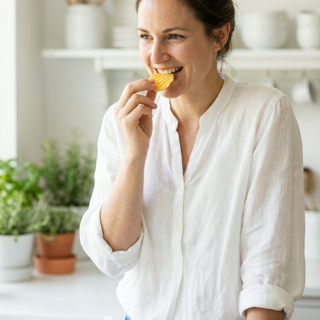 Woman enjoying Ohjoy snacks